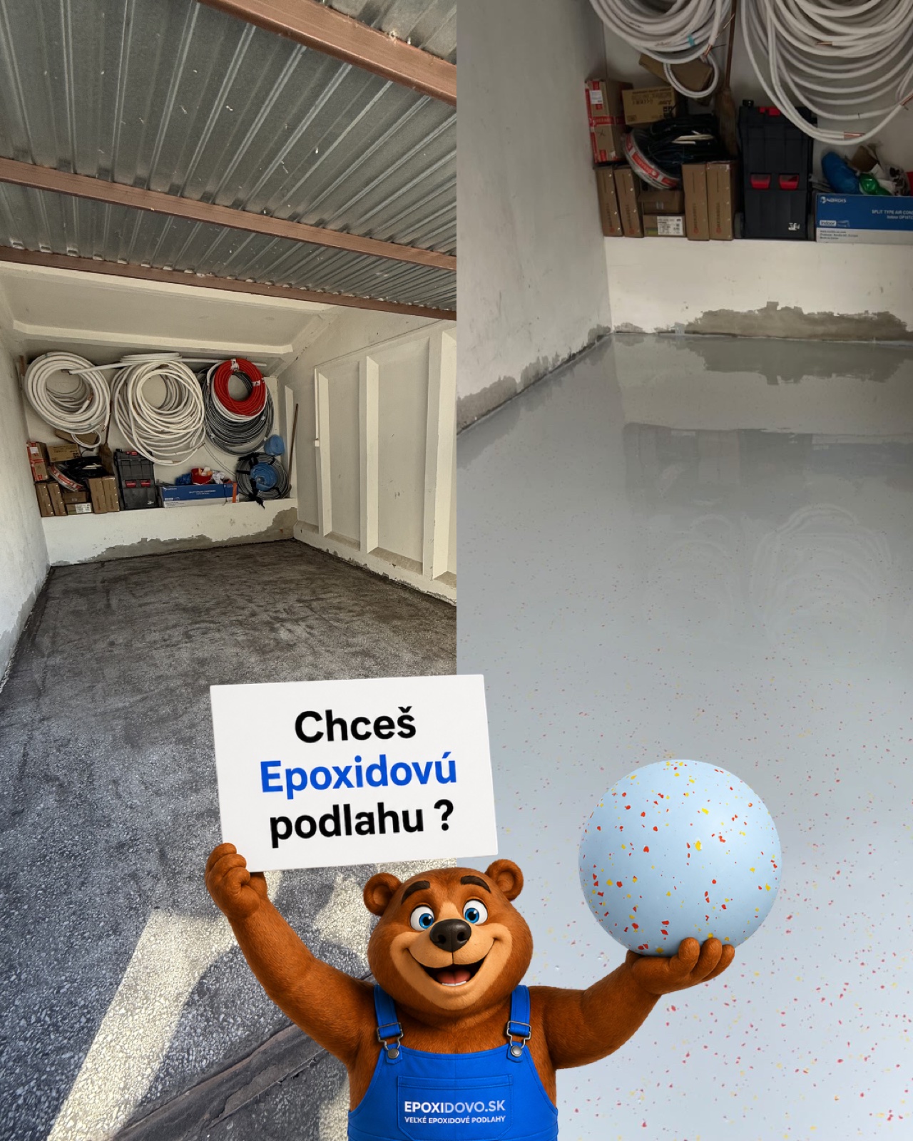 Chipsová podlaha v garáži